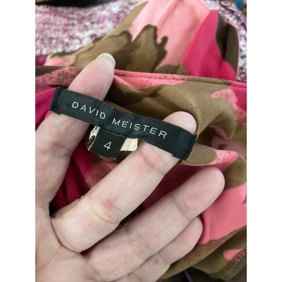 David Meister Women's Dress Size 4 Pink Floral Tie Front Cocktail Evening - Picture 8 of 10